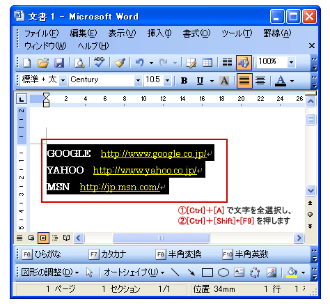 word文書を全選択